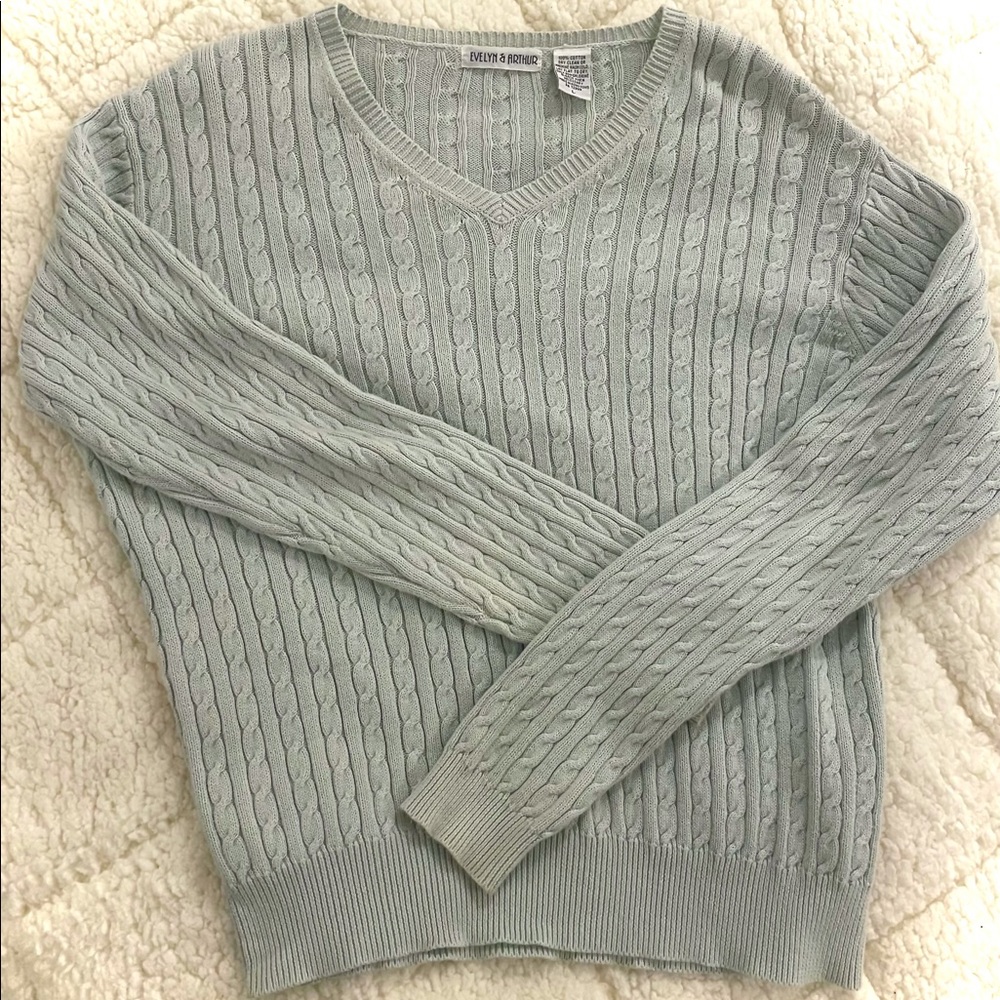 Seafoam Cable Knit Sweater